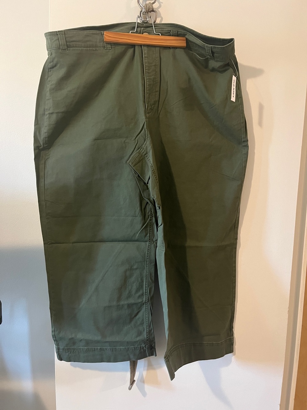 Old Navy High-Rise Wide-Leg Cropped Chino Pants — Olive Green